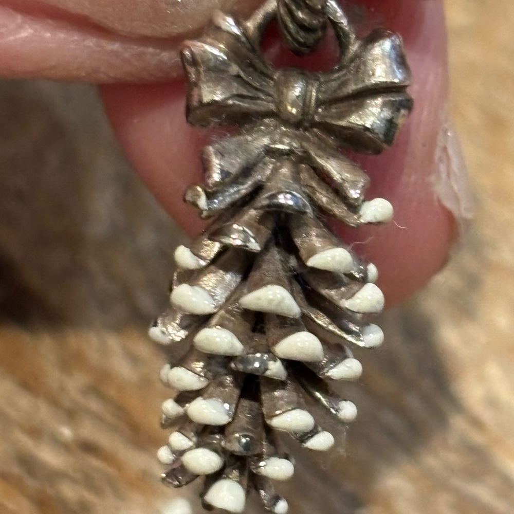 Brighton Silver and Cream Pinecone Bracelet Charm